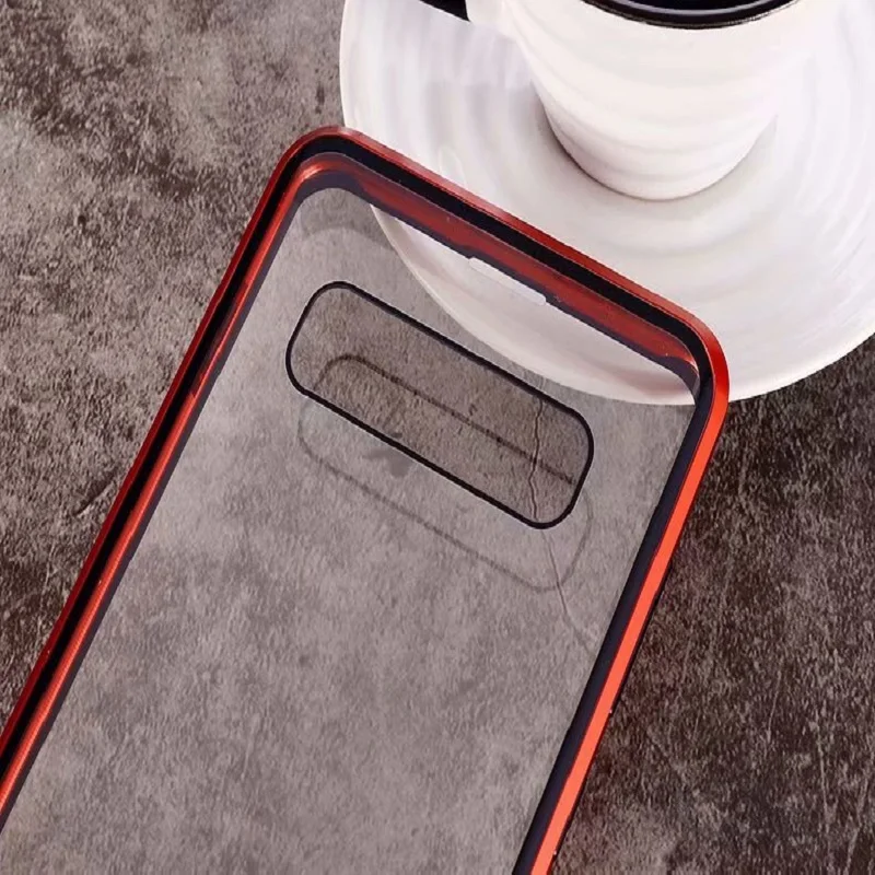 Magnetic Adsorption Case Luxury Back Full Cover Case Metal Magnetic Tempered Glass phone case for Samsung S8 S9 9 10 note 8 9