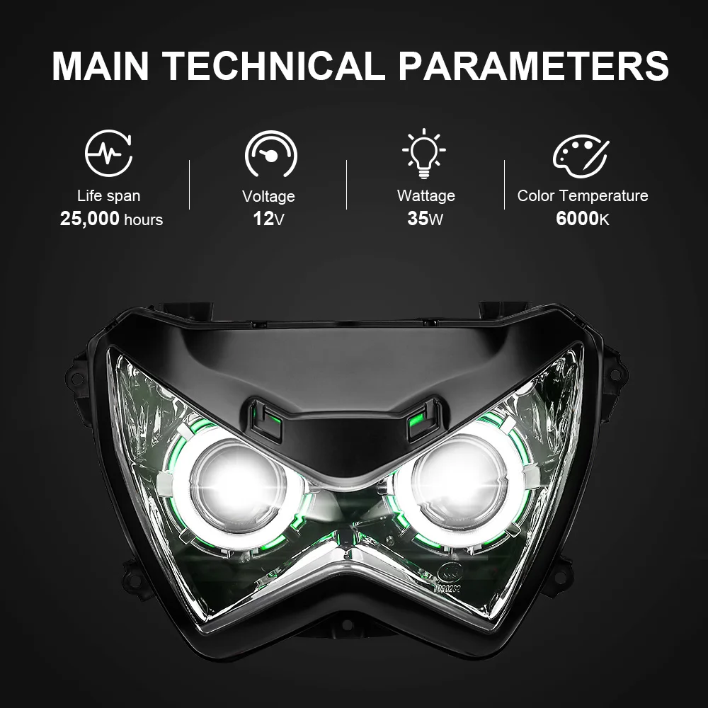KEMIMOTO для Kawasaki Z250 Z800 Halo Eye HID проектор на заказ фара в сборе Z 800 Z 250 2013 аксессуары