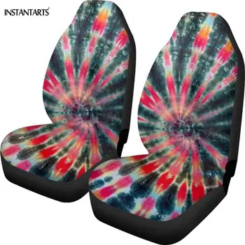 

INSTANTARTS Tie Dye Colorful Pattern Car Seat Covers 2Pcs Auto Cushion Covers Fit Most Car Full Year Use Washable Breathable
