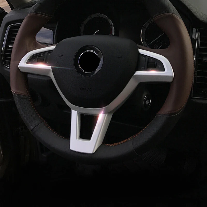 Fit-For-Skoda-Kodiaq-2017-2018-ABS-Matte-Car-Steering-wheel-Button-frame-Cover-Trim-car (3)