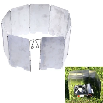

1X 9 Plate Foldable Burner Windshield Outdoor Camping Cooking Gas Stove Windshield Fireside Accessories