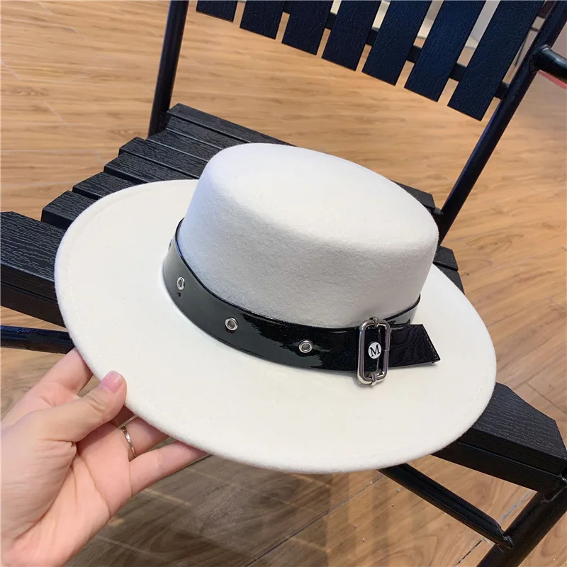 01909-yu677397386 модный шерстяной Ремень Шляпа Fedora для мужчин и женщин досуг Панама джазовая, шляпа
