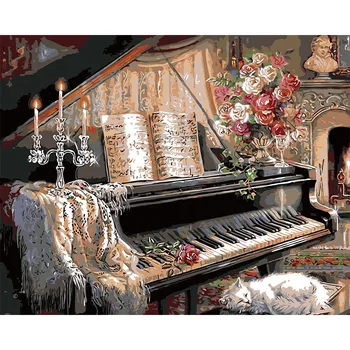 

Piano family pictures digital painting by numbers flower new paint by numbers for adults living room decoration DIY frame