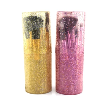 

12pcs Shiny Purple&Yellow Makeup Brushes Set Eye Face Pigments Makeup Fan Brush Cosmetic Brush Kit N