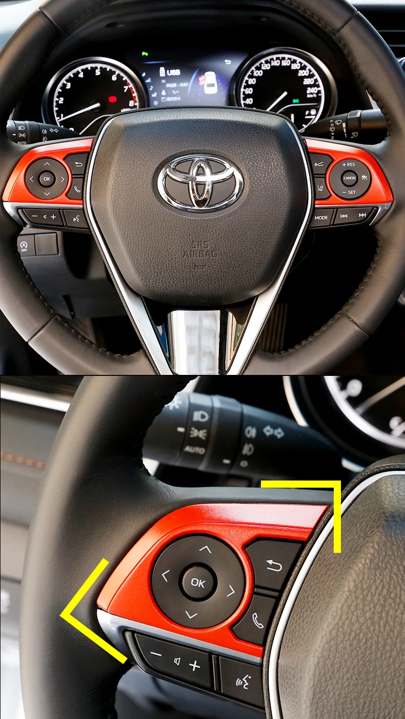 Автомобильный Стайлинг для Toyota Camry- украшение интерьера блестки автомобиля многофункциональные рулевые кнопки отделка полосы