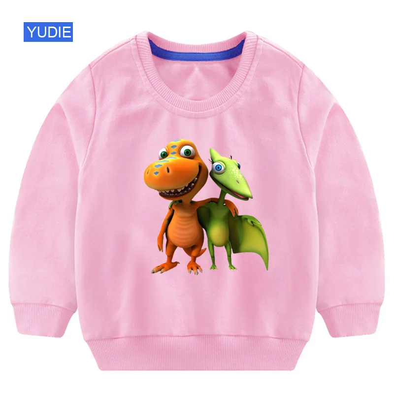sweatshirt Pink Толстовка с капюшоном для мальчиков, Детские кофты с капюшоном с рисунком динозавра из мультфильма Забавные топы для модниц в белом и Новинка осени модная одежда 3T4T в уличном стиле для детей - Цвет: sweatshirt Pink