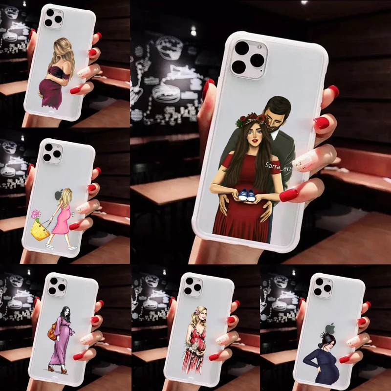 Шоппинг девушка свадьба беременная женщина ТПУ чехол для телефона iPhone XS MAX X 11Pro XR 6