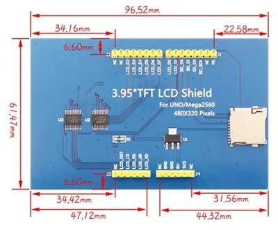 3,95 дюймов 20P 16 бит RGB 65K HD TFT ЖК-модуль(TP/No TP) для Ar UNO Mega2560 ST7796S IC 8 бит параллельный интерфейс 480*320