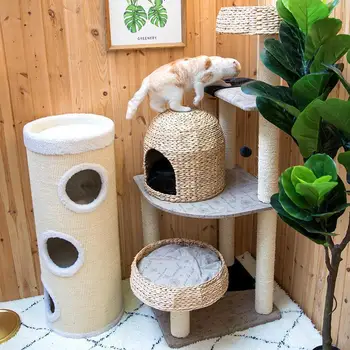 

Cat climbing frame cat nest cat tree integrated cat frame cat climbing frame summer cat grass cat climbing frame solid wood SF