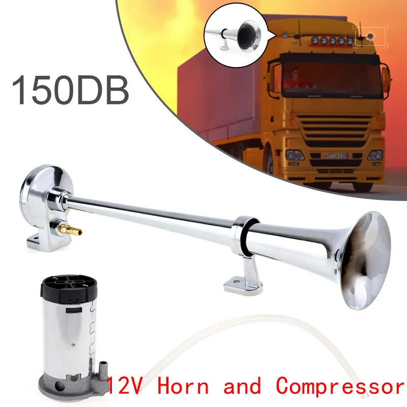 12V Horn Compressor 17 дюймов 12 В/24 В 150 дБ супер громкий одиночный автомобиль труба Воздушный Рог компрессор автомобильный рог динамик Комплект для автомобилей Грузовики лодки мотоциклы - Цвет: 12V Horn Compressor