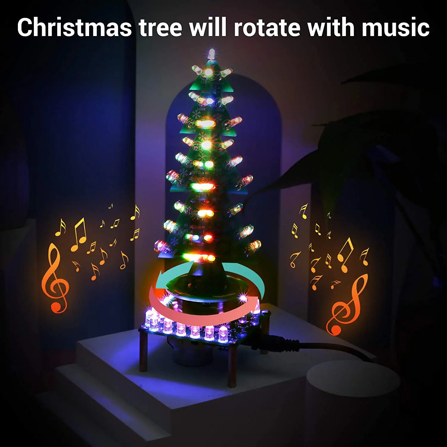 Roterende Kleurrijke Muziek Kerstboom Led Water Lamp Licht