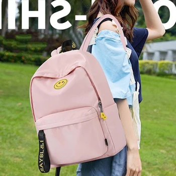 

Fashion Lady Backpack High School Student School Bag women Travel Waterproof Charging Lady Backpack Pink Girl School Bag Blue