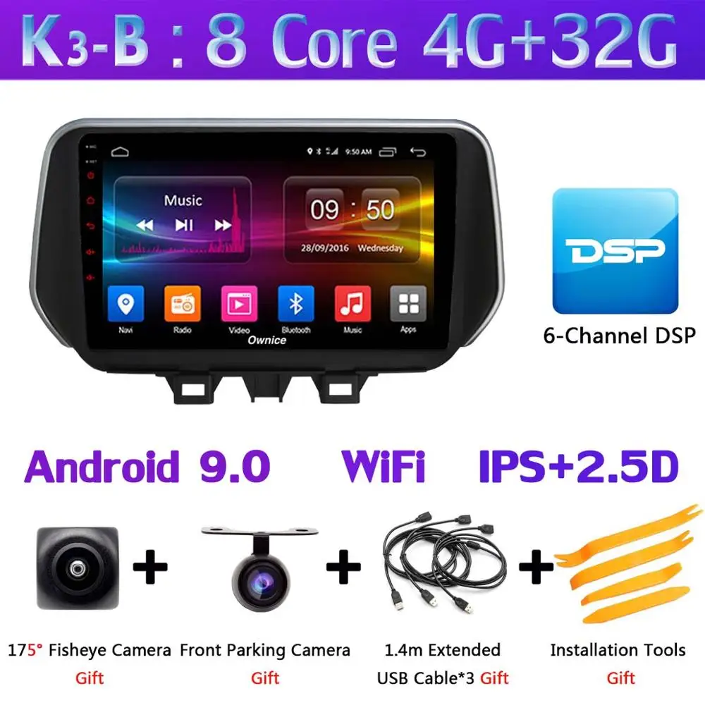 1 din 360 ° камера Android 9,0 8Core 4+ 64G gps радио CarPlay DSP Автомобильный мультимедийный плеер для hyundai Tucson IX35 головное устройство - Цвет: K3-B