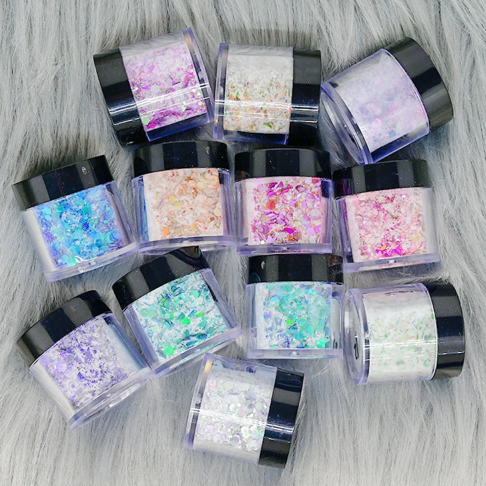1 Bottle Nail Art Chameleon Glitter Powder Pigment Dipping/Extention/Carving Mixed Nail Sequins Dust Manicure Acrylic Powder