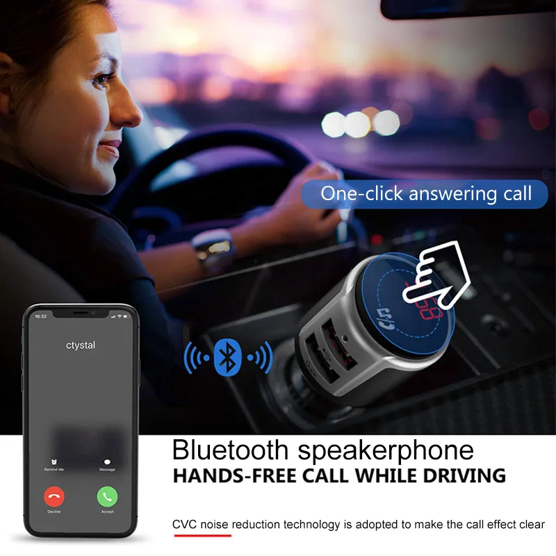 Bluetooth автомобильный fm-передатчик радио адаптер USB Зарядное устройство MP3 плеер Быстрая зарядка с помощью автомобильный fм-передатчик для детей возрастом от 12 V-24 V автомобиль
