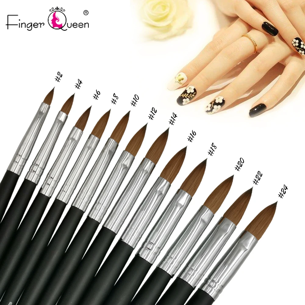Fingerqueen кисть для краски чистый Колонок Соболь кисть для ногтей УФ гель Акриловая кисть для дизайна ногтей набор инструментов для ногтей