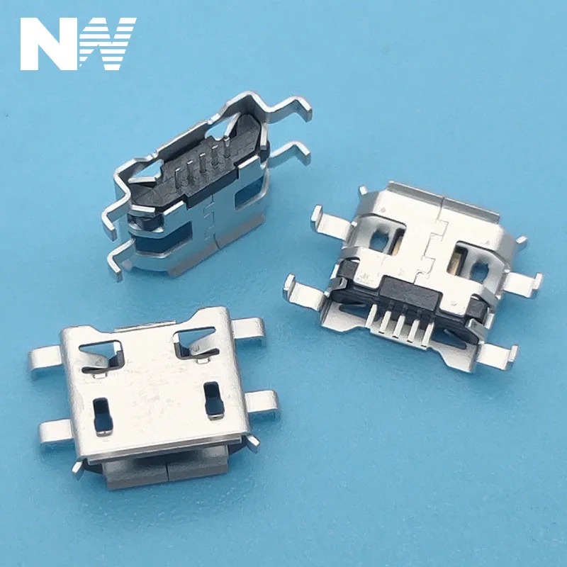 50 шт. разъем Micro USB 5pin 0,72 мм тяжелая пластина B Тип есть завивка Сторона гнездо для зарядки мобильного телефона