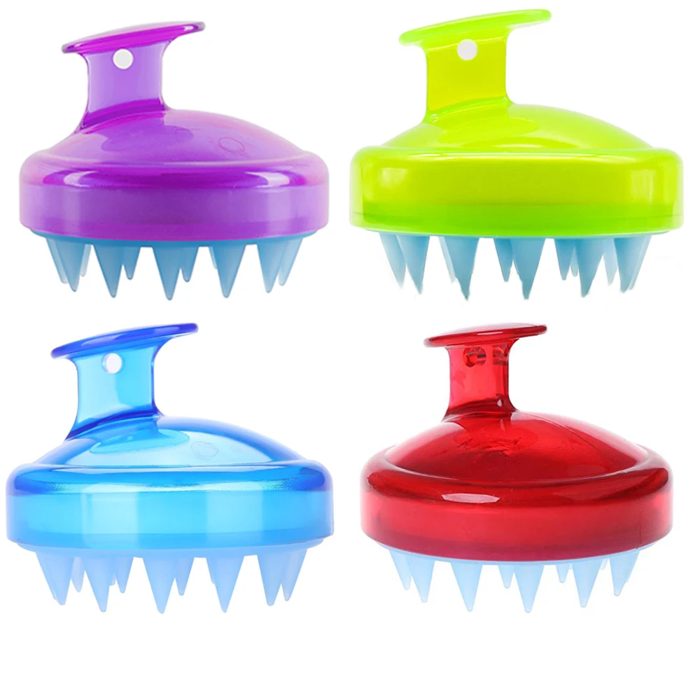 multiple colour Массажная щетка для шампуня, ручная силиконовая кисть для головы, мытья душа, расческа для волос, мини-Расческа для головы меридиан, Массажная расческа, 4 цвета - Цвет: multiple colour
