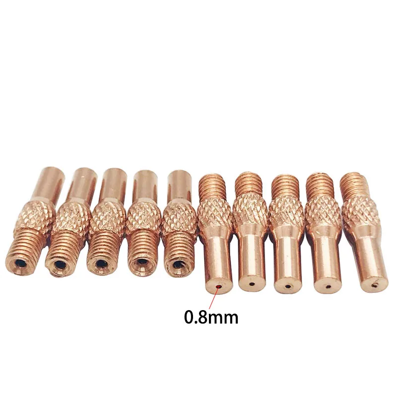0.8mm  Welding Gun Contact Tips For MIG Spool Gun Push Pull Feeder Torch 10pcs