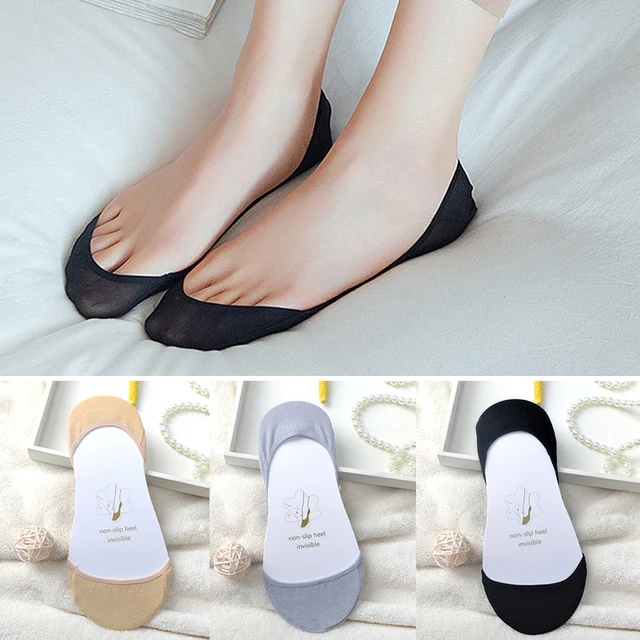 6pcs/3pair Boat Socks for Summer Anti Slip Silicone No Show Socks for Women High Heel Shoe Liner Socks Chausette Femme Invisible 3 colors