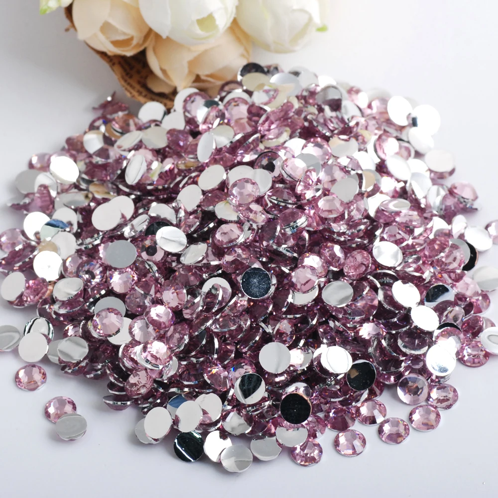 Light pink 2.0/3.0/4.0/5.0/6.0mm Flat Back Resin Non Hotfix Rhinestones 10000pcs-Wholesale, For Clothes Nails 3D Art Decoration - Цвет: Light pink