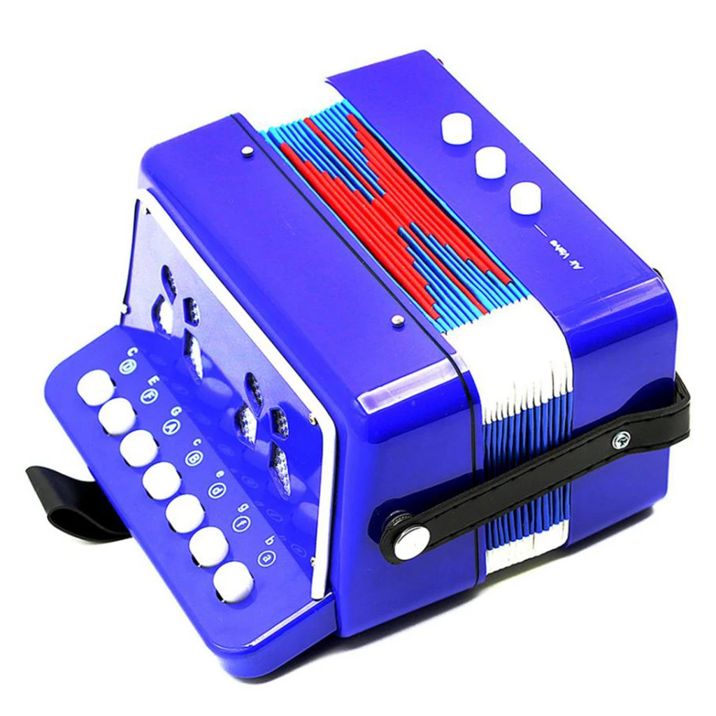 Kids Accordion Children 7-Key 2 Bass Educational Musical Rhythm Band Toy Blue