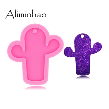 

DY0535 Shiny Glossy Cactus Keychain mold UV Resin Liquid Silicone Mould Craft For DIY Necklace Charms Making Jewelry