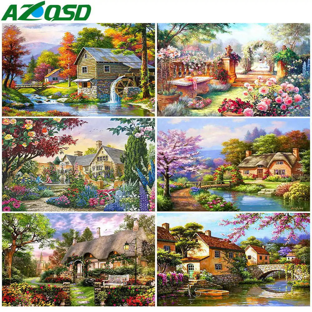 AZQSD 5D Алмазная вышивка древо мозаика пейзаж картины из алмазов крестиком декор