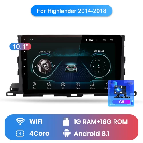 1-16GB for wifi Junsun V1 2G+ 32G Android 9,0 для Toyota Highlander 14-18 автомобильный Радио Мультимедиа Видео плеер навигация gps 2 din dvd - Цвет: 1-16GB for wifi