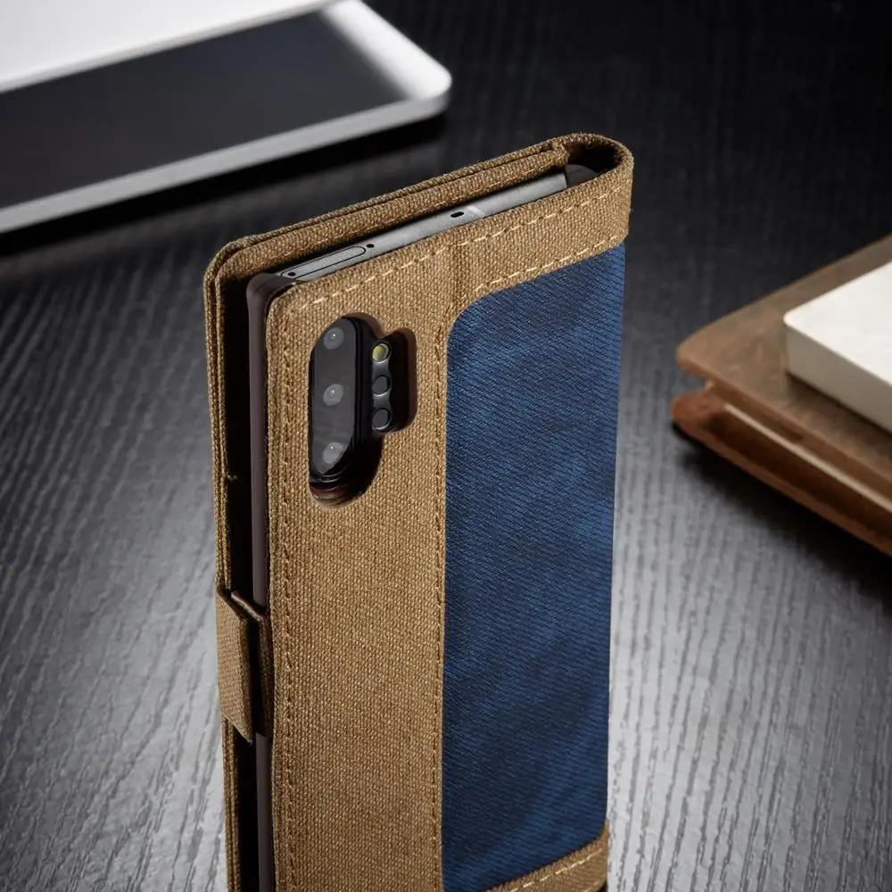 Роскошный джинсовый холщовый чехол для samsung galaxy S8 S9 S10 Plus S6 S7 edge note 8 9 10+ бизнес винтажный флип-кошелек держатель для карт чехол