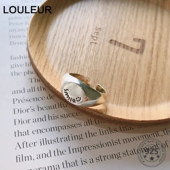 

LouLeur Real 925 Sterling Silver Smile Letter Rings Minimalist Casual Office Party Rings for Women Fashion Fine Jewelry Gifts