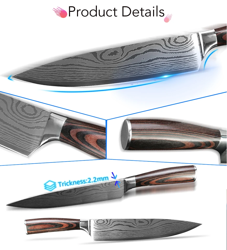 facas japonesas de alto carbono, aço inoxidável,