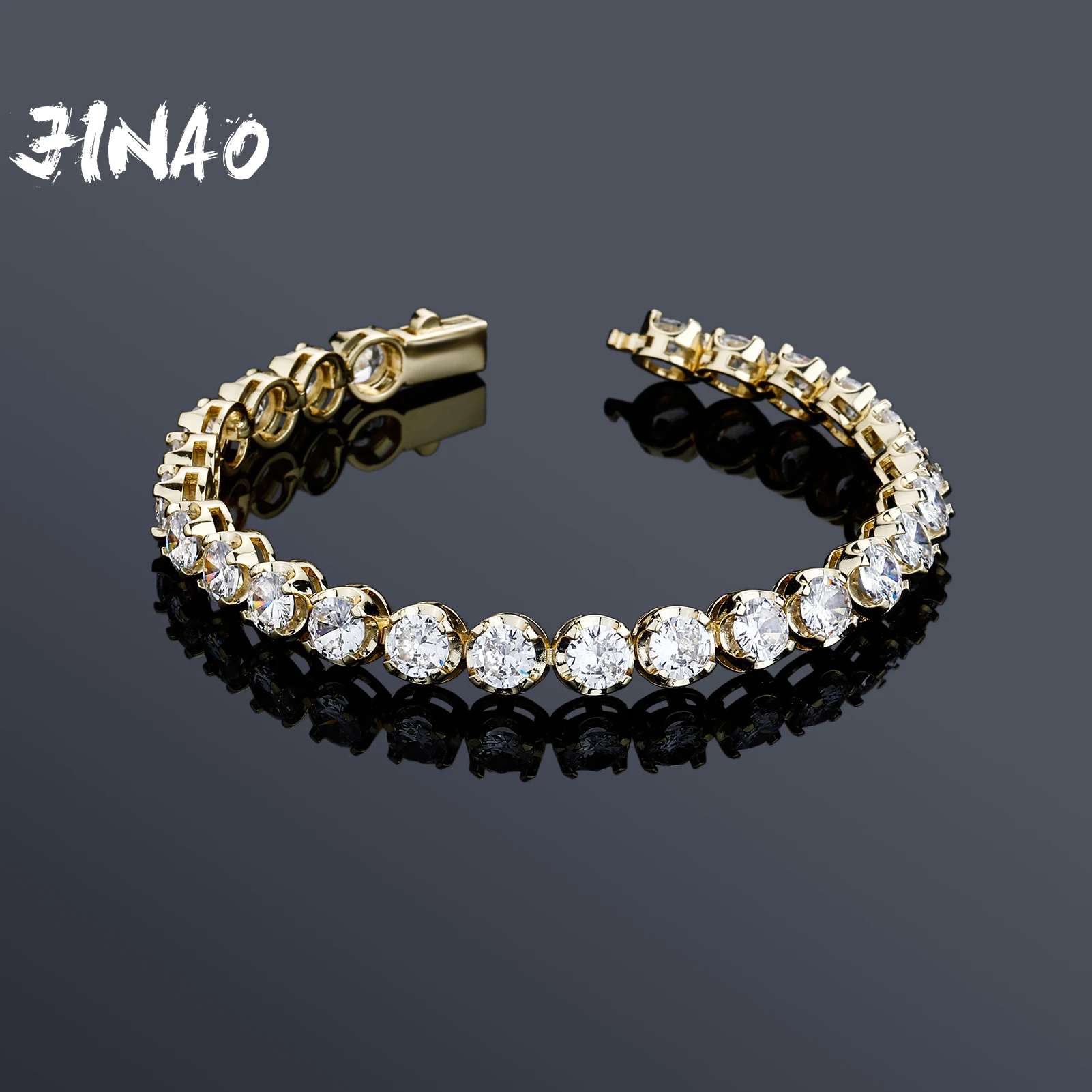 

JINAO 2021 NEW 3mm~6mm Tennis Spring Clasp Bracelet High Quality Personality Iced Out AAA+ CZ Bracelet Jewelry For Gift
