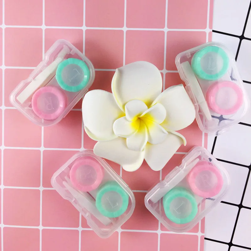 1pcs Color Contact Lenses Case Full Set travel glasses case unisex eye care kit container Lens Box Hot Sale