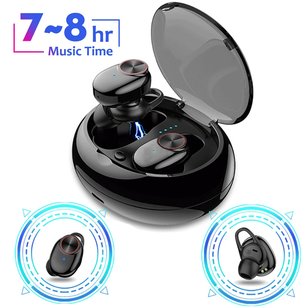 

TWS Wireless Bluetooth Earphone Heavy Bass Earbuds Headset Sport Waterproof Earphones with Charging Box audifonos para celular