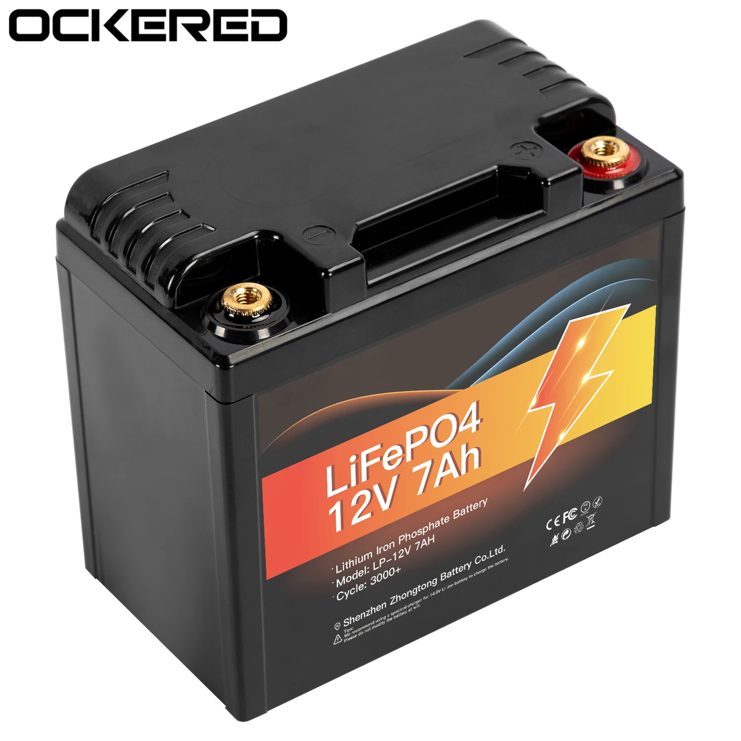 Ockered 12V 7Ah Lifepo4 Battery Pack With BMS for Car Toy Electric Boat