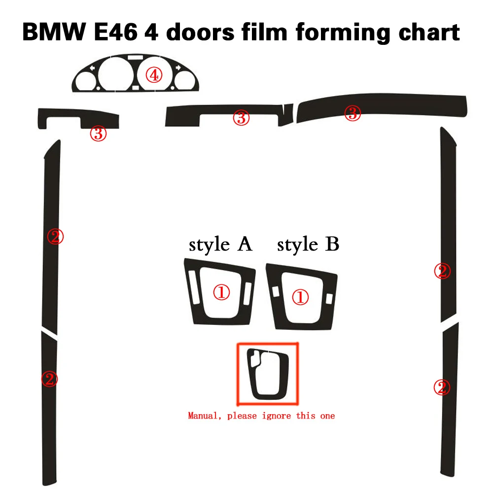 

Car-Styling 3d 5D Carbon Fiber Car Interior Center Console Color Change Molding Sticker Decals For BMW 3 Series E46 4 door