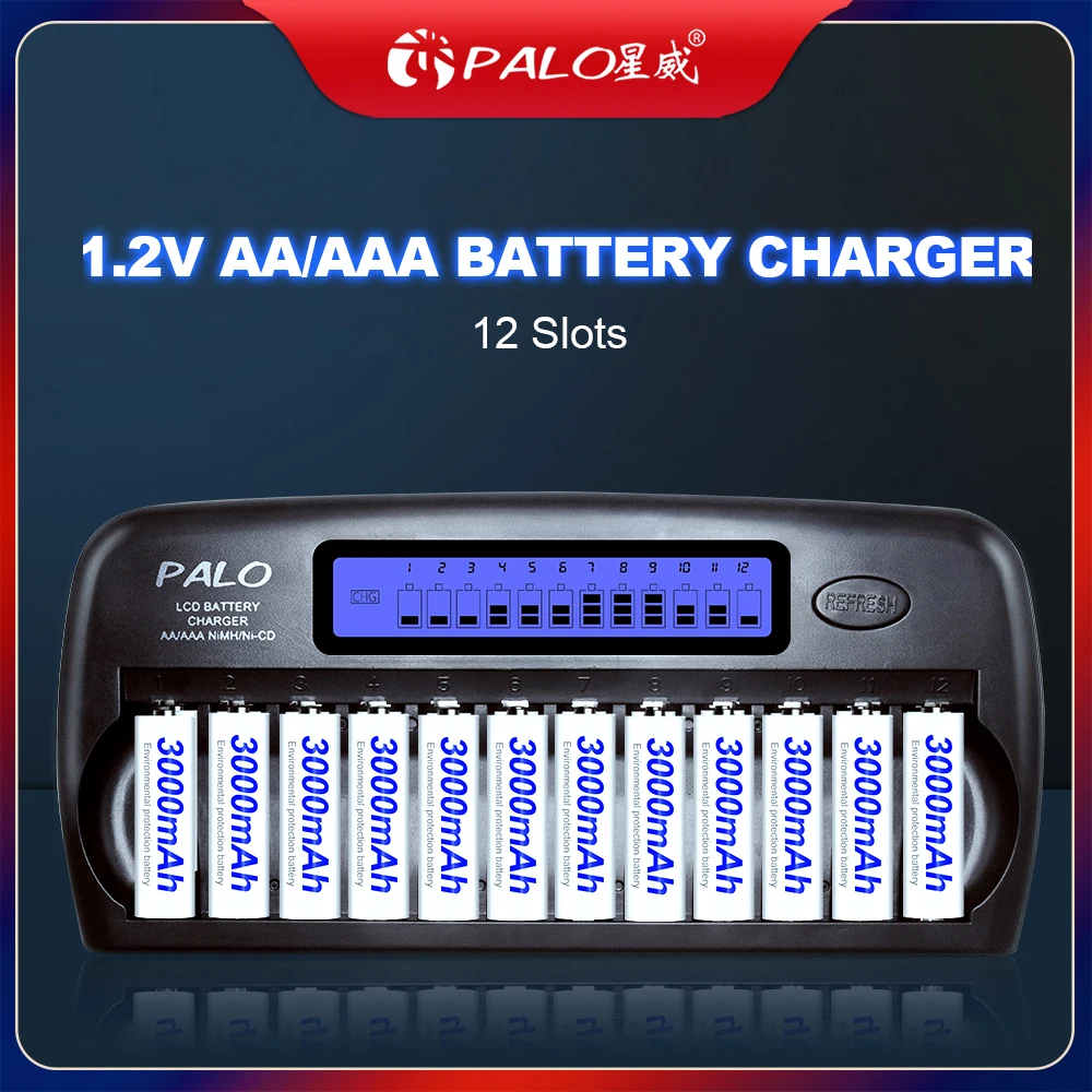 PALO 4-48 slots AA AAA battery charger smart fast chargers for 1.2V 2A/3A ni-mh ni mh rechargeable batteries | Электроника