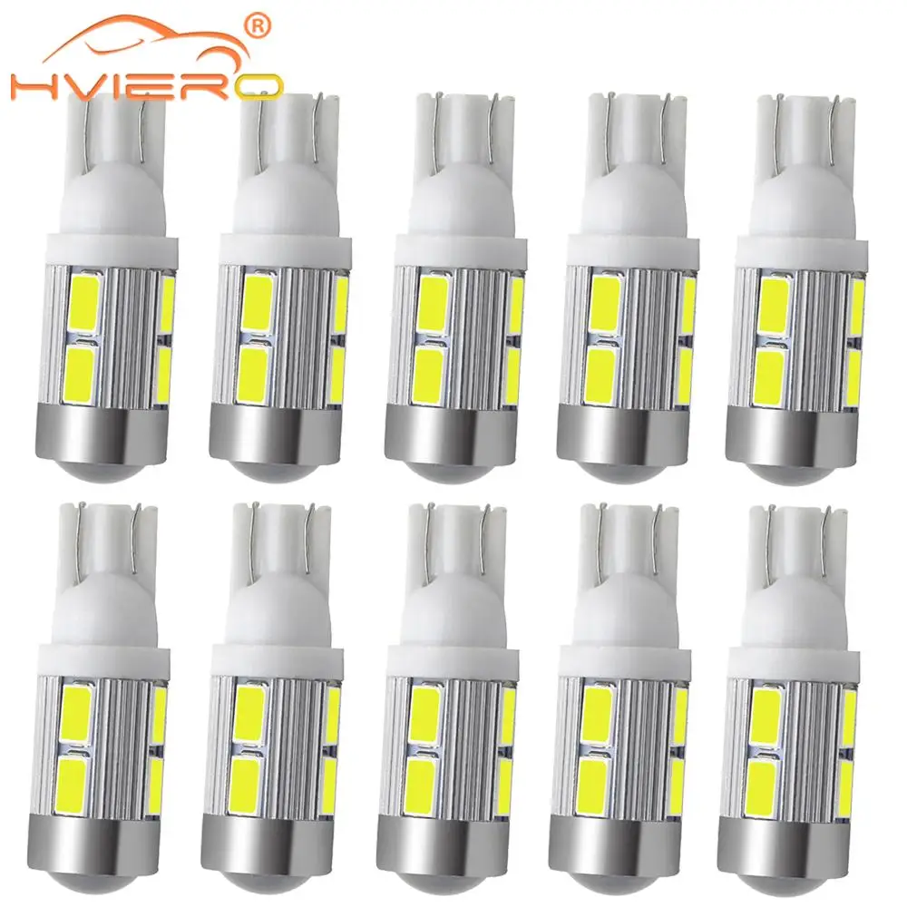 

10X T10 W5W Interior Xenon White blue LED 10SMD 10 smd 5630 Cree Lens Projector Solid Aluminum Bulbs Side Marker Parking Light