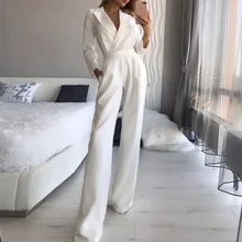 

Long Sleeved V-neck Jumpsuit Simple Temperament Autumn Winter Wearing Female Office Lady Winter Elegant Versatile Jumpsuit