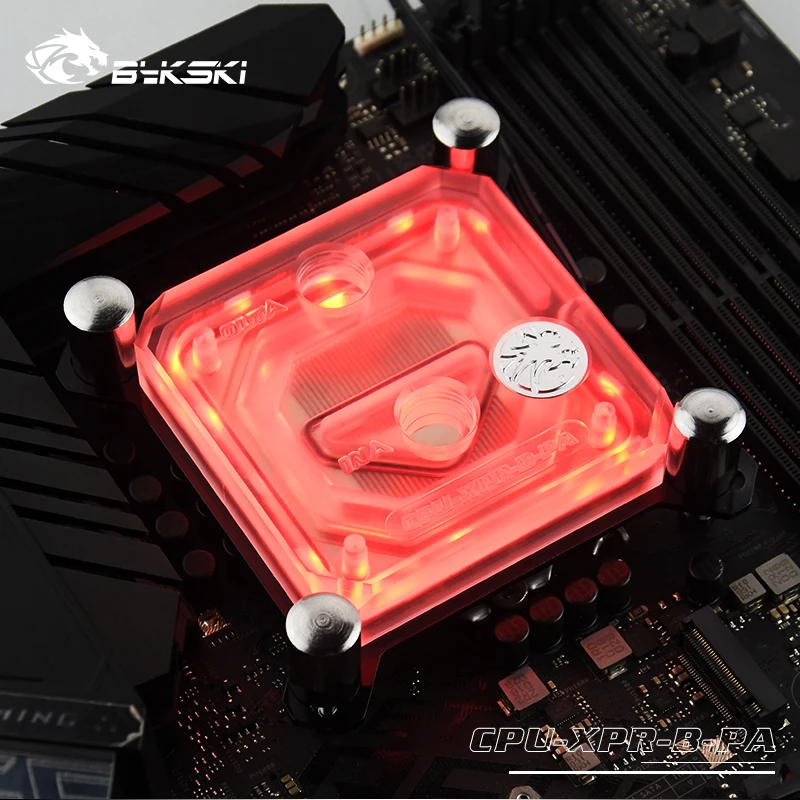 Günstige Bykski CPU Wasser Block verwenden für INTEL LGA1150 1151 1155 1156 2011X99 Transparent RGB unterstützung 5V 3PIN GND Header zu Motherboard
