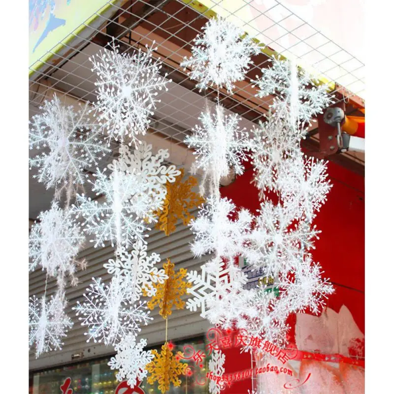 

Christmas Display Window Artificial Snow Decoration Snowflake String Xmas Party Romantic Wedding Double Side Sticker Snowflake