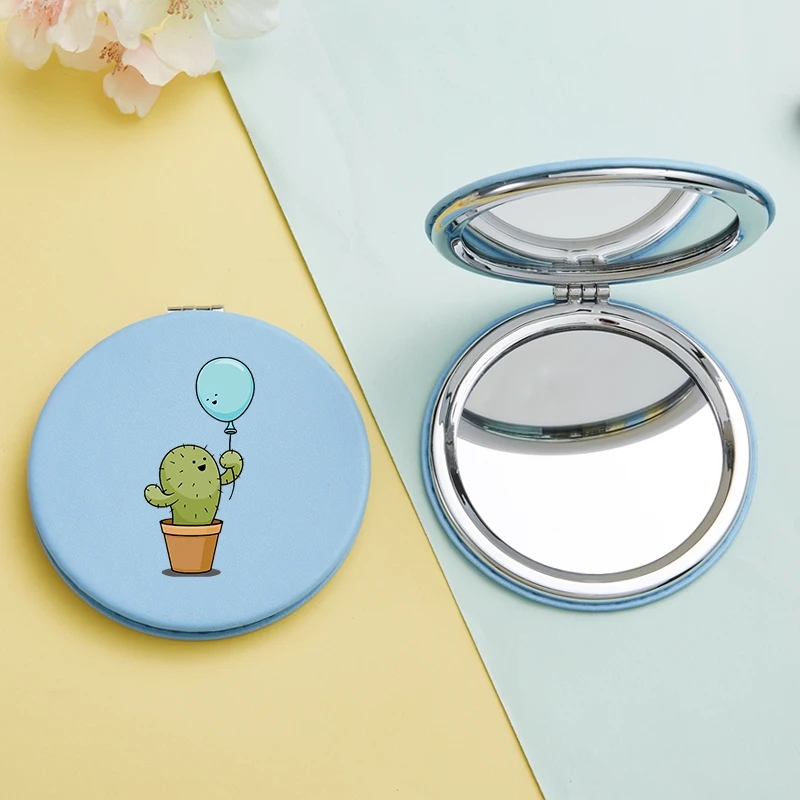 Cute Pattern Mirror Cartoon Cactus Personality Portable Round Mirror Mini Makeup Mirror Gift Giveaway 5