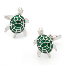 Черепаха запонки для мужчин черепаха дизайн качество латунный материал зеленые цветные запонки оптом и в розницу