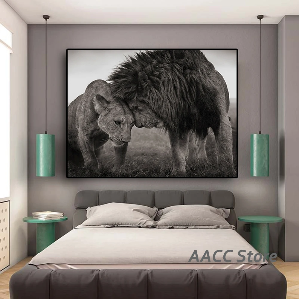 

African Wild Lion Poster Black And White Art Animal Canvas Paintings on Wall Art Print Picture for Room Home Cuadros Decoration