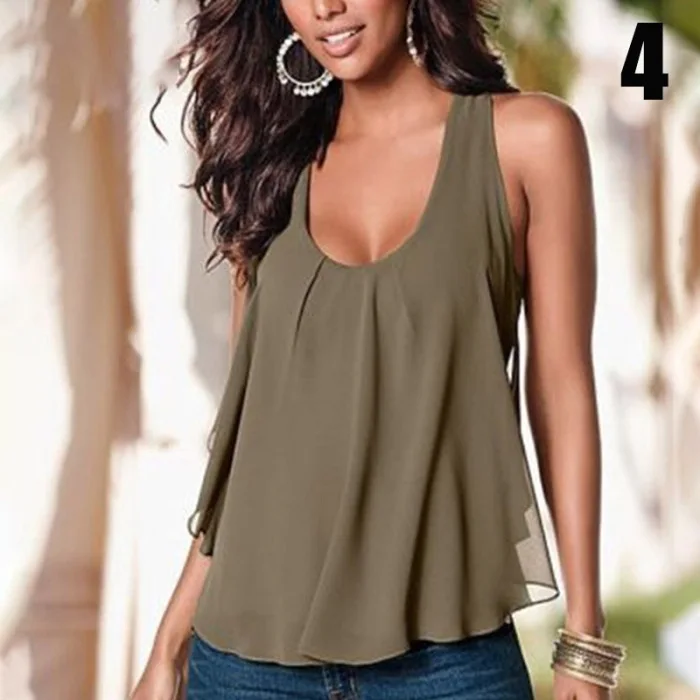 Women Solid Vest Tops Sleeveless Slim Fit Loose Casual Tops for Summer NFE99
