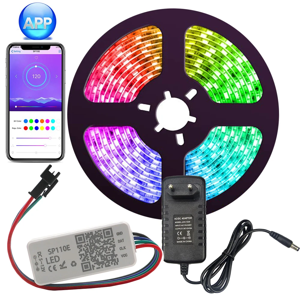 Ws2811 цвет мечты Светодиодная лента с приложением ELlight светодиодный свет с многоцветной чеканкой, водонепроницаемая лента RGB огни 5 м комплект, для дома