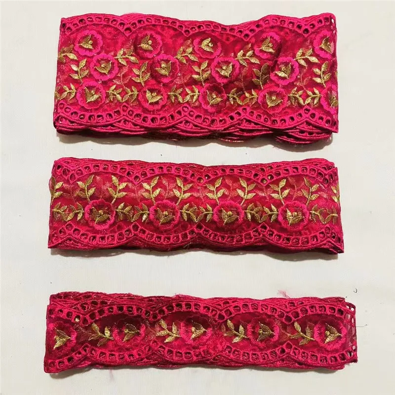 15 ярдовая жемчужная Цветочная абрикосовая вышитая кружевная лента для аппликации нашивки для свадебного платья ткань для шитья XM10182