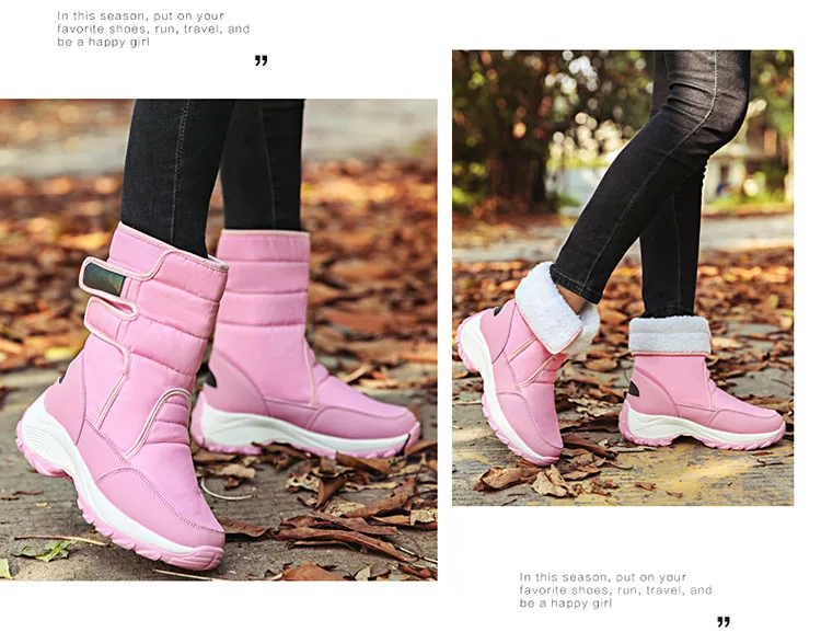 Женские ботинки; коллекция года; зимняя обувь; нескользящие водонепроницаемые теплые зимние ботинки на платформе; женские зимние ботинки; высокое качество; bota feminina