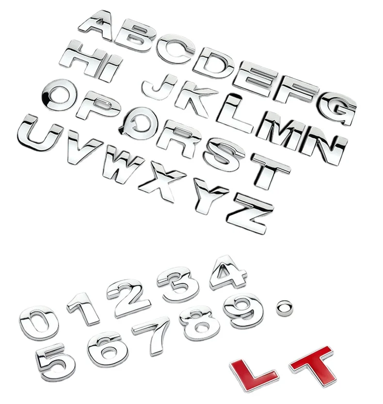 GISAEV 3D Metal Alphabet Silver Badge Chrome Letters Automobiles Car Accessories Stickers Interior | Автомобили и мотоциклы